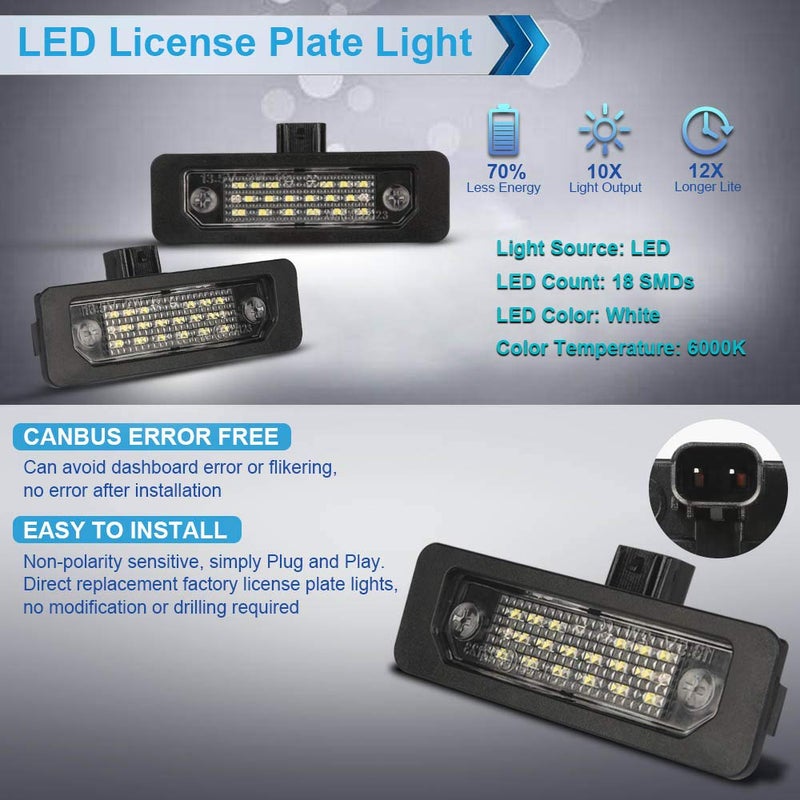 MbuyDIY LED License Plate Light Lamp Assembly Compatible with Mustang Fusion Taurus Flex Focus Lincoln MKS MKT MKX MKZ Mercury Sable Milan 6000K White, Pack of 2 - Image 4